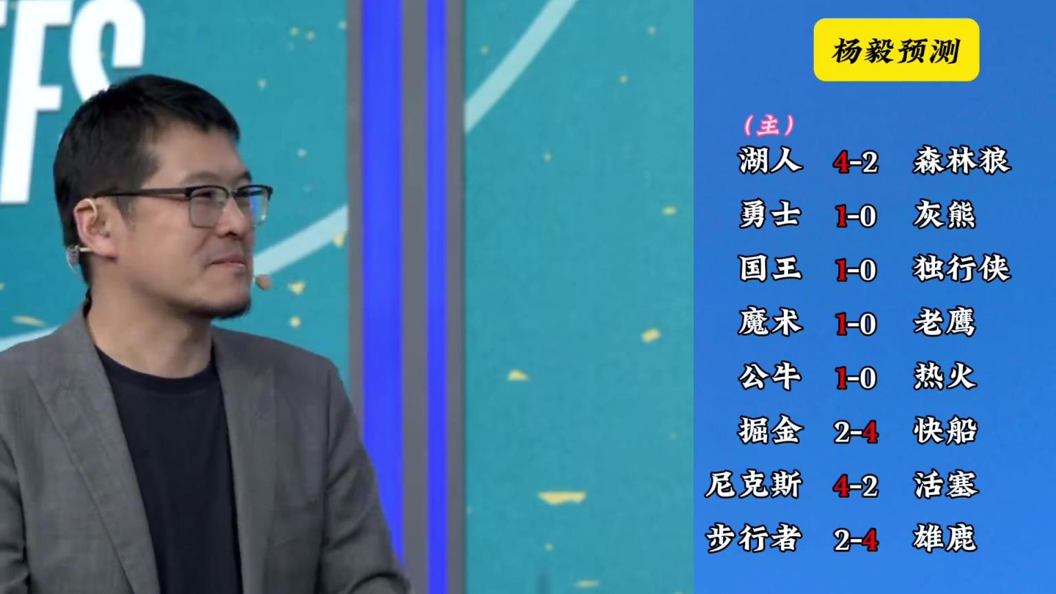 明燈來(lái)了！看看楊毅的季后賽預(yù)測(cè)：湖人4-2狼 快船4-2掘金